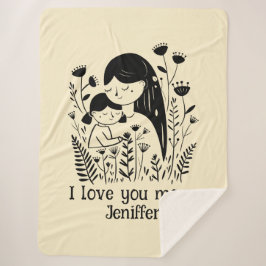 Manta Sherpa Madre y hija educada abrazando el día de la madre 