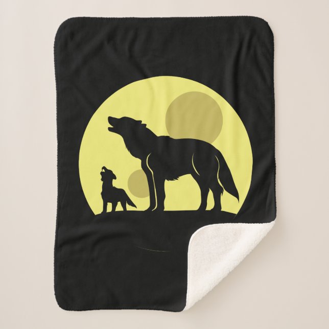 Manta Sherpa Madre y lobo (Anverso)