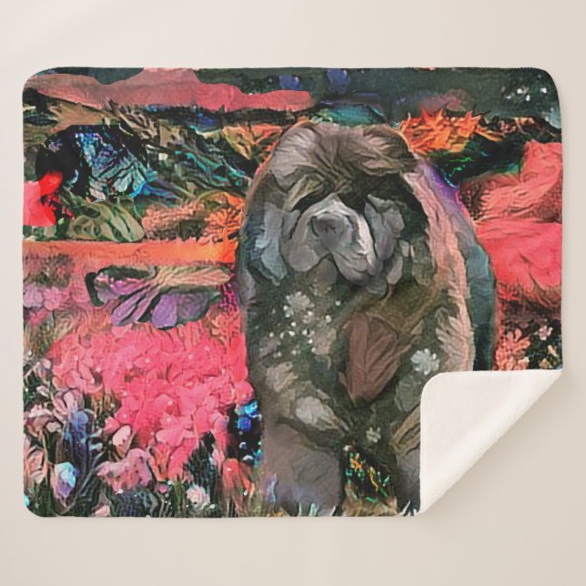 Manta Sherpa MAGGIE CHow negro SHERPA BLANKET 3 tamaños (Anverso (horizontal))