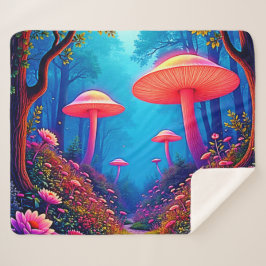 Manta Sherpa Magia de hongos brillante