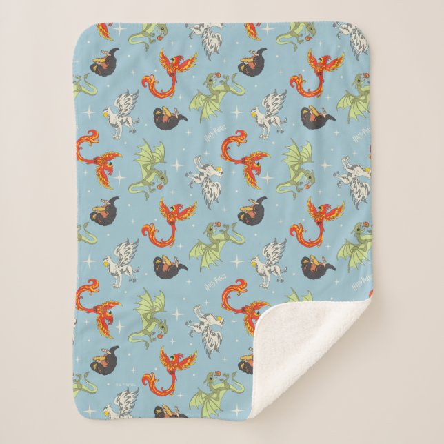 Manta Sherpa Magical Creatures Vintage Pattern (Anverso)