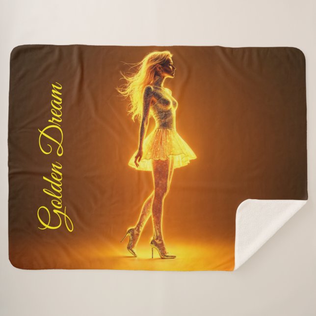 Manta Sherpa Magnífica belleza en elegantes vestigios dorados (Anverso (horizontal))