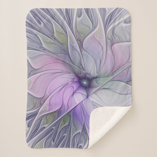 Manta Sherpa Magnífica Belleza Moderna Resumen Flor de Arte Fra (Anverso)