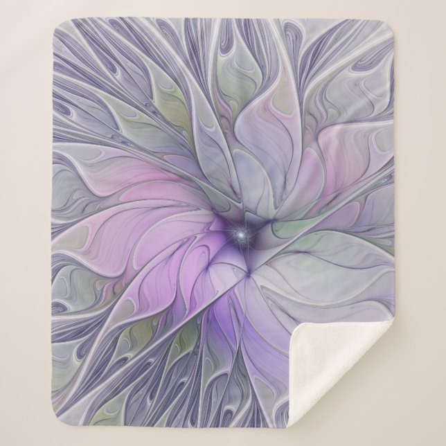 Manta Sherpa Magnífica Belleza Moderna Resumen Flor de Arte Fra (Anverso)