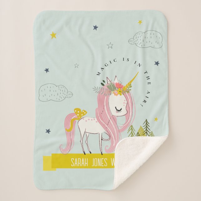 Manta Sherpa Magnífica princesa Verde azulada de agua rosa de u (Anverso)
