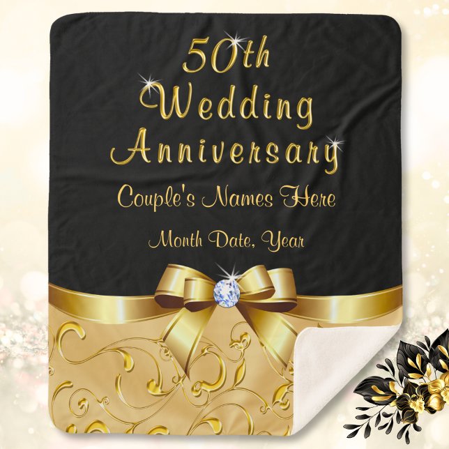 Manta Sherpa Magnífico 50 aniversario Boda Throw Blanket (Personalized 50th wedding anniversary gift for parents or grandparents. 50th anniversary blanket. )