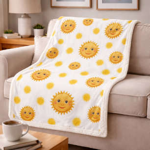 Manta Sherpa Magnífico y embellecido Patrón Sol Sonriente
