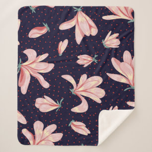 Manta Sherpa Magnolias florecientes, patrón de cosecha a mano.
