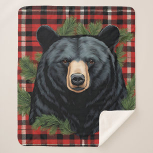 Manta Sherpa Majestic Northern Black Bear Sherpa Blanket