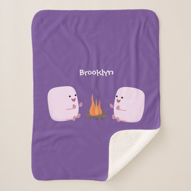 Manta Sherpa Malvaviscos rosados por personalizado de bomberos  (Anverso)