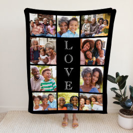 Manta Sherpa Mamá ama a 10 Collages de fotos negro