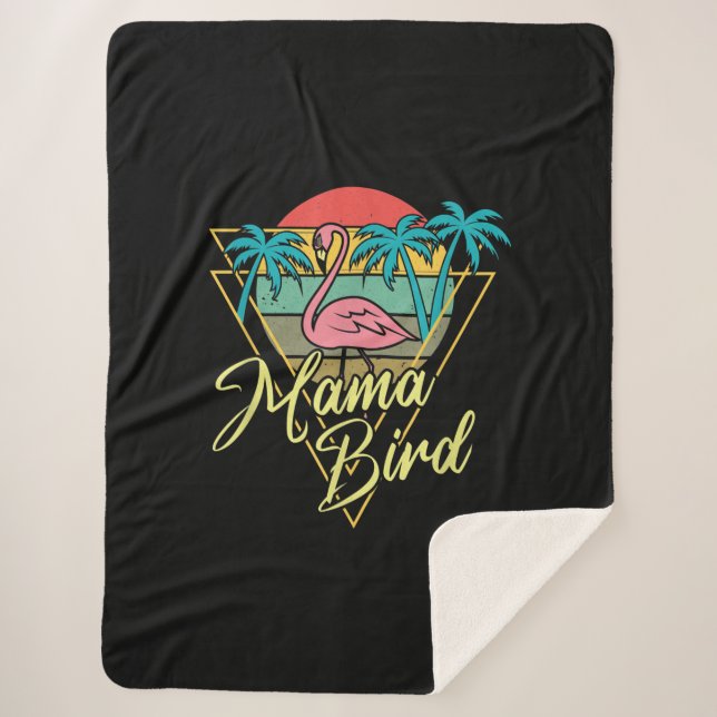 Manta Sherpa Mama Bird Flamingo Sunset Palm Tree Beach 80 (Anverso)