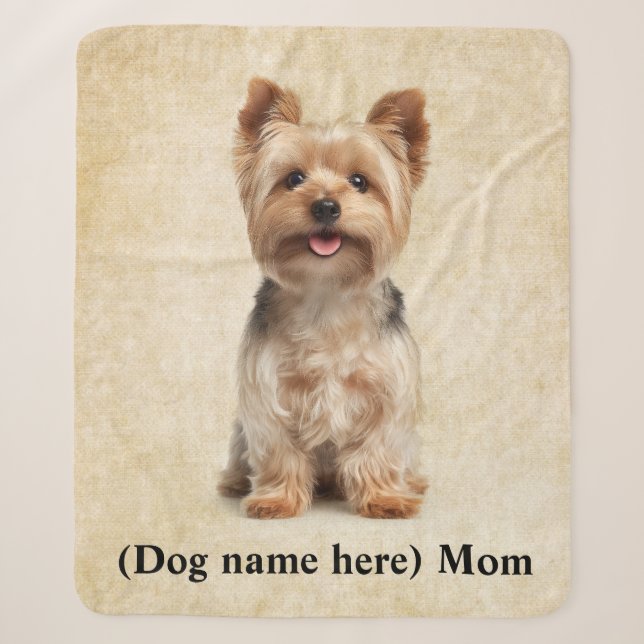 Manta Sherpa Mamá de Yorkie personalizada (Anverso)