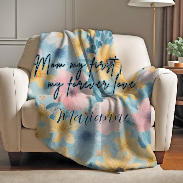 Manta Sherpa Mamá Mi Primer Amor Mi Siempre Amor (Mom My First Love My Forever Love Blanket)