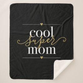Manta Sherpa Mamá Súper Genial Negra y Dorada Moderna Elegante