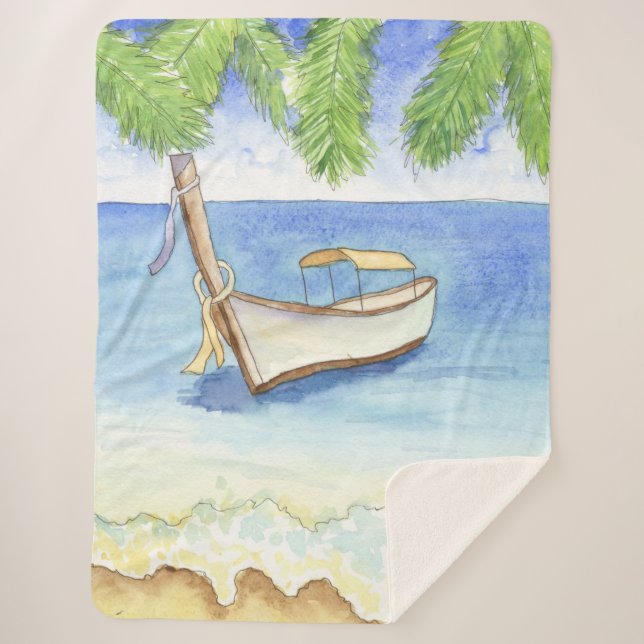 Manta Sherpa Mañana en Bali Watercolor (Anverso)