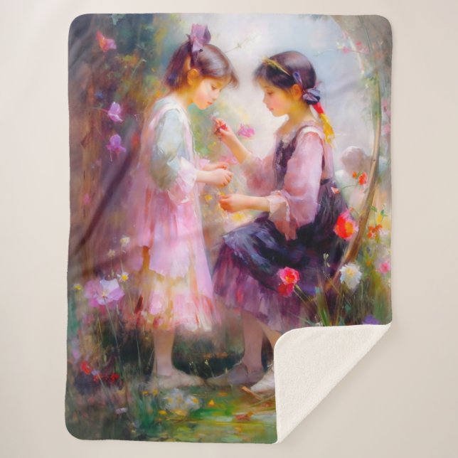 Manta Sherpa Mañana en un jardín (Anverso)