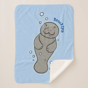 Manta Sherpa Manatí de bebé con ilustracion de burbujas