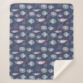 Manta Sherpa Manchas de patrón de pescado curado