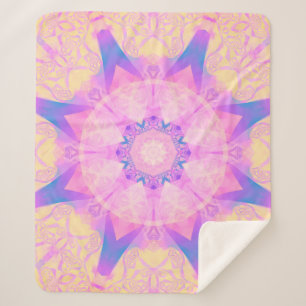 Manta Sherpa Mandala abstracta retro digital. Flor brillante. B