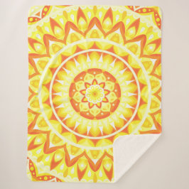 Manta Sherpa Mandalá Amarillo Brillante Sol Boho Acogedor Alegr