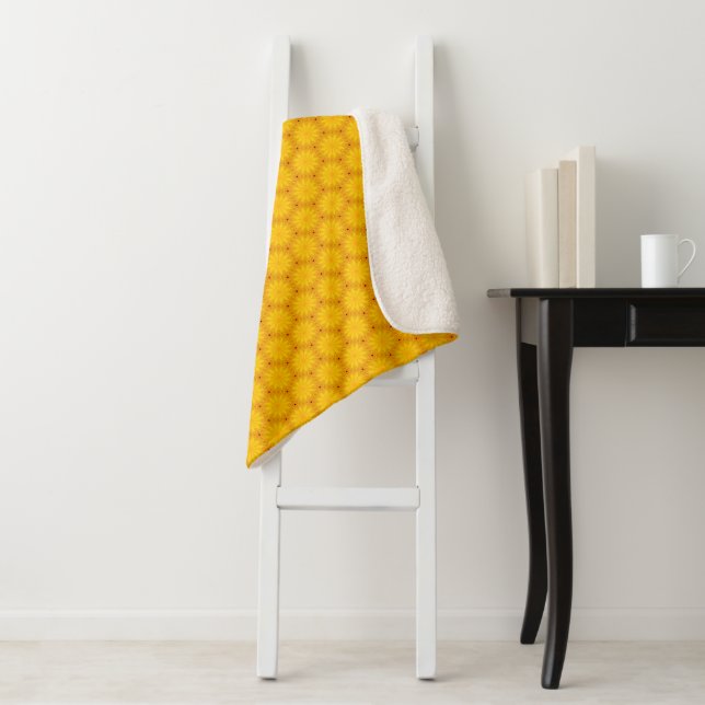 Manta Sherpa Mandalá Boho Amarillo (In situ)
