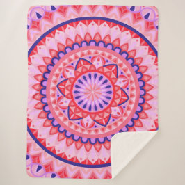 Manta Sherpa Mandalá Boho Rosa Patrón Geométrico de Amor Vibran