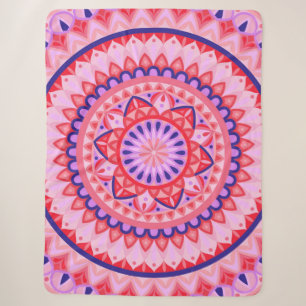 Manta Sherpa Mandalá Boho Rosa Patrón Geométrico de Amor Vibran
