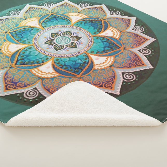 Manta Sherpa Mandala brillante - Fleece Blanket (3/4)