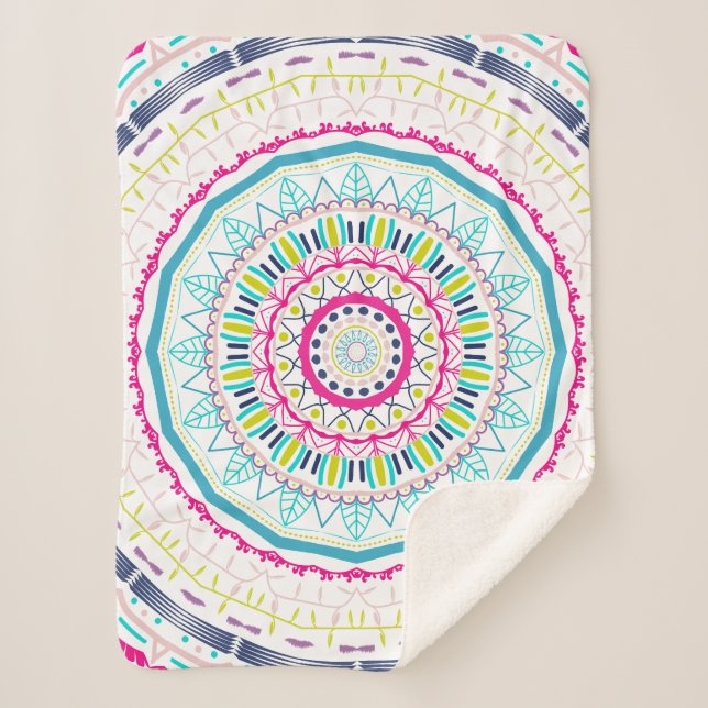 Manta Sherpa mandala colorida (Anverso)