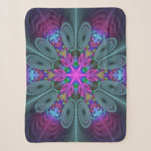 Manta Sherpa Mandala Colorido Arte Espiritual Fractal Con Rosa