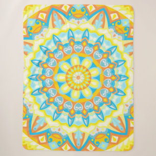 Manta Sherpa Mandalá de Verano Brillante Amarillo Naranja Acoge