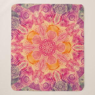 Manta Sherpa Mandala: diseño de acuarela redonda