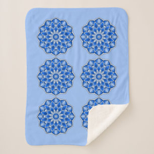 Manta Sherpa Mandala en azul