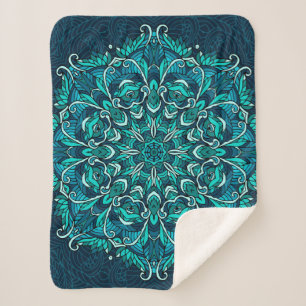 Manta Sherpa Mandala étnica azul. Copia de Raster