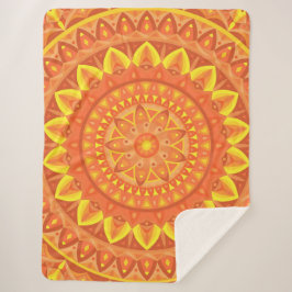 Manta Sherpa Mandalá Naranja Cálido Acogedor Patrón Boho Vibran