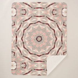 Manta Sherpa Mandala rosa crema, suave, blanca y marrón.