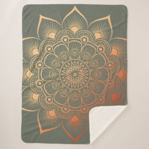 Manta Sherpa Mandala verde bohemia