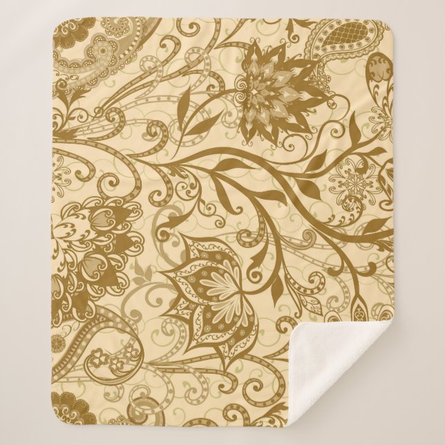 Manta Sherpa Mandalas étnicas: Patrón de estilo indio (Anverso)