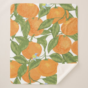 Manta Sherpa Mandarina naranja sin soldadura con hojas y
