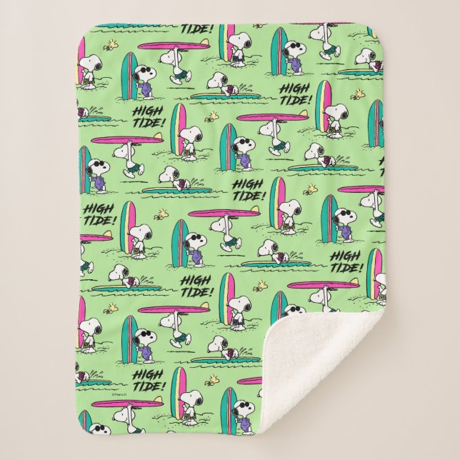 Manta Sherpa Maní | Patrón de marea alta del océano Snoopy (Anverso)