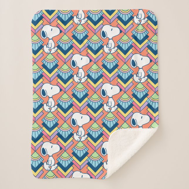 Manta Sherpa Maní | Patrón de sueños Snoopy Deco (Anverso)