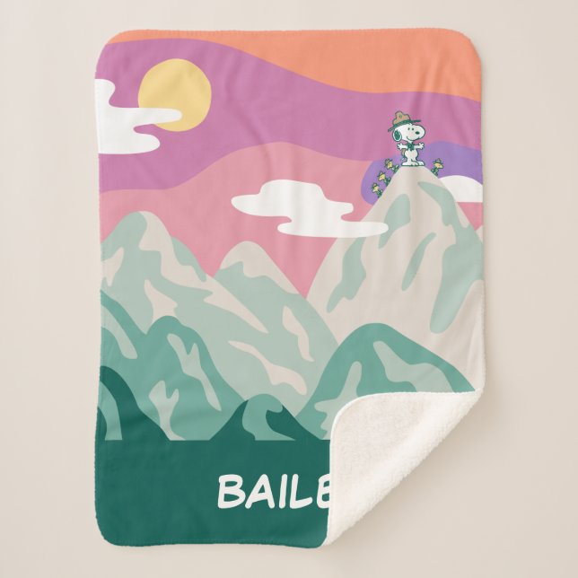 Manta Sherpa Maní | Snoopy & Troop Senderismo por la montaña (Anverso)