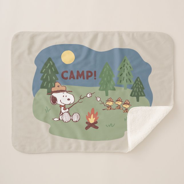 Manta Sherpa Maní | Snoopy & Woodstock en el fogón (Anverso (horizontal))