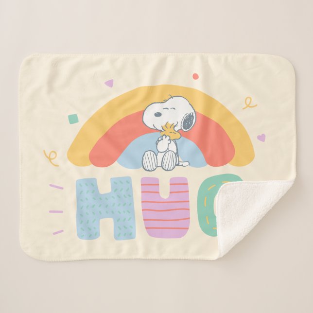 Manta Sherpa Maní | Snoopy & Woodstock Hug (Anverso (horizontal))