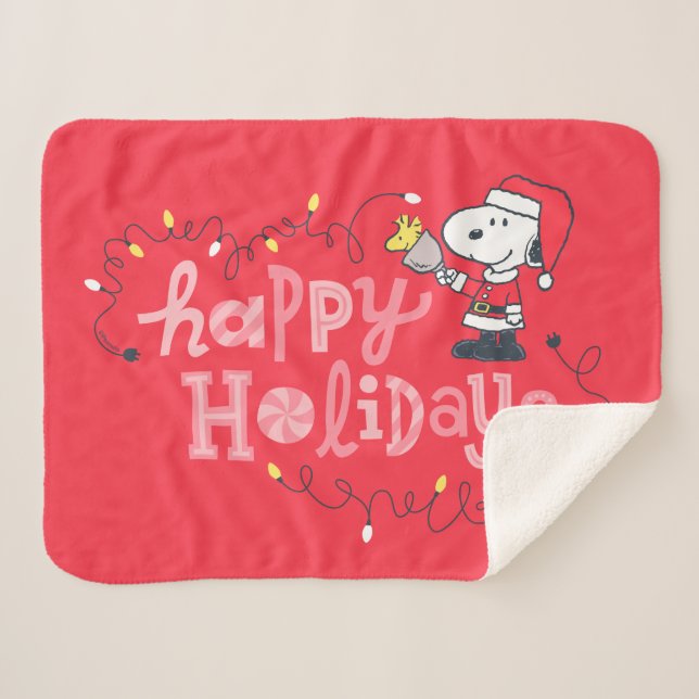 Manta Sherpa Maní | Snoopy & Woodstock Santa Claus (Anverso (horizontal))