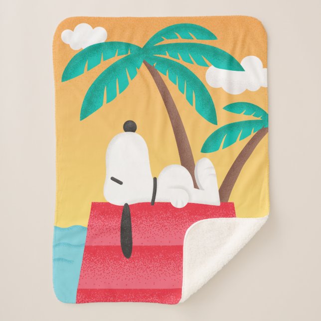 Manta Sherpa Maní | Sueños de Deco Tropicales Snoopy (Anverso)