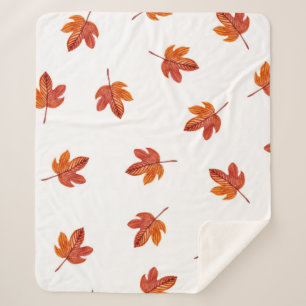 Manta Sherpa Mano de acuarela de hojas de otoño dibujada