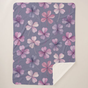 “Manta Sherpa – Manta de lanzamiento floral morada