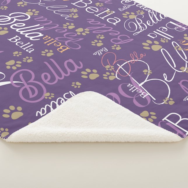 Manta Sherpa mantener el morado caliente de perro personalizado (3/4)